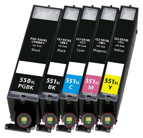 Kompatibilní cartridge Canon CLI-551 XlBk, C,M,Y + PGI-550XlBk, 6ks 